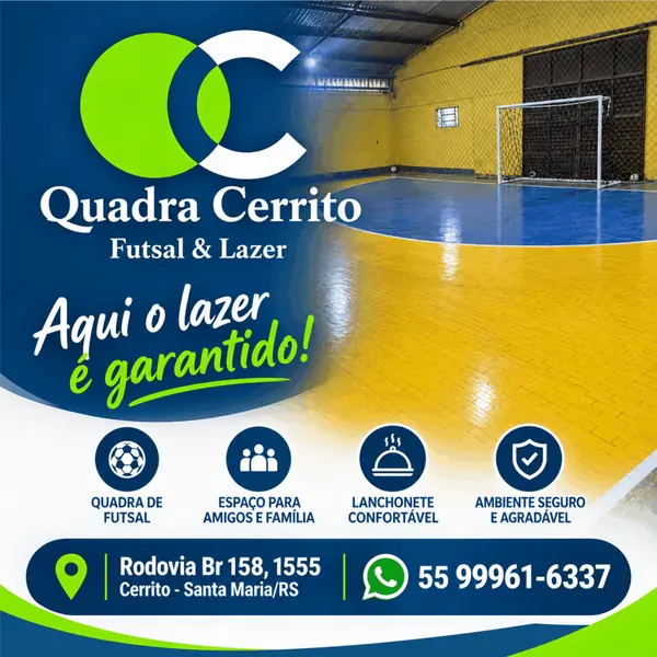 Aluguel de quadra de futsal na Quadra Cerrito Futsal & Lazer com lazer garantido em Santa Maria/RS.