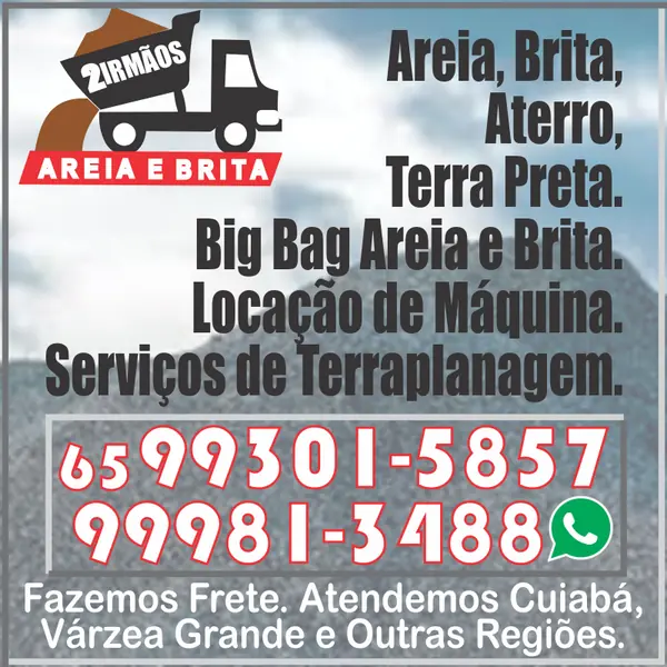 Areia e pedregulho na 2 Irmãos Areia e Brita com Big Bag e terraplenagem em Cuiabá MT