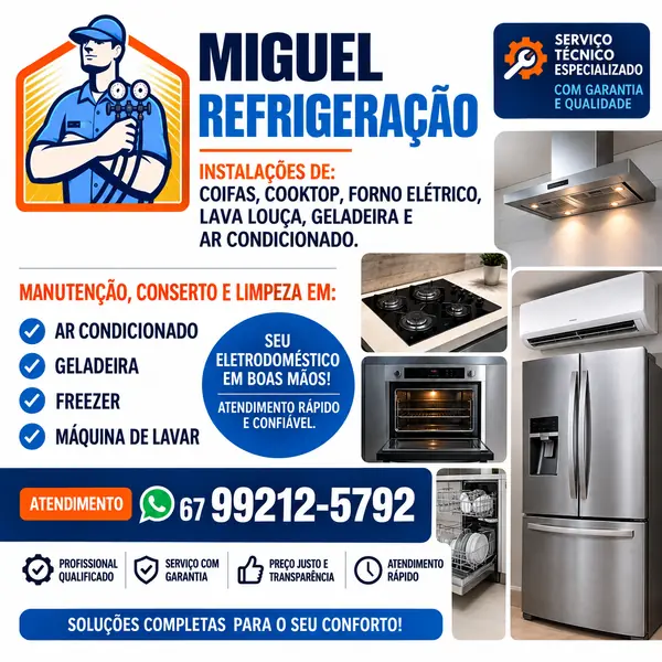 Conserto de aparelhos eletrodomésticos na Miguel Refrigeração em Campo Grande MS