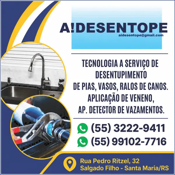 Desentupidora A! Desentope: solução com alta tecnologia para desentupimento e manutenção em Santa Maria/RS.