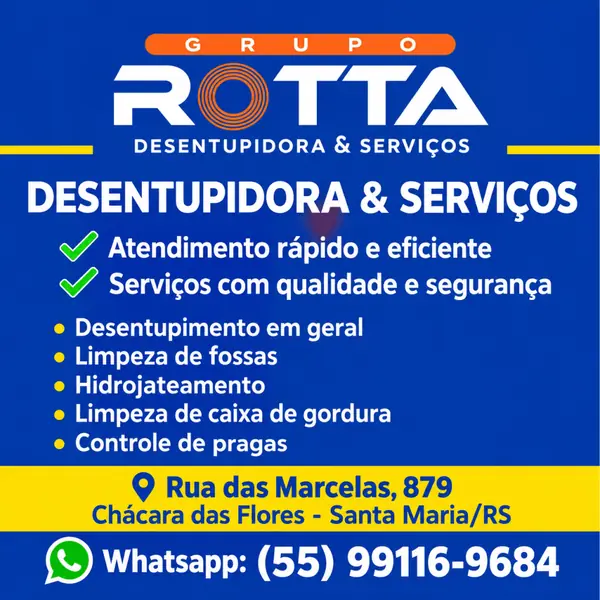 Desentupidora Grupo Rotta: atendimento rápido e eficiente em Santa Maria/RS.