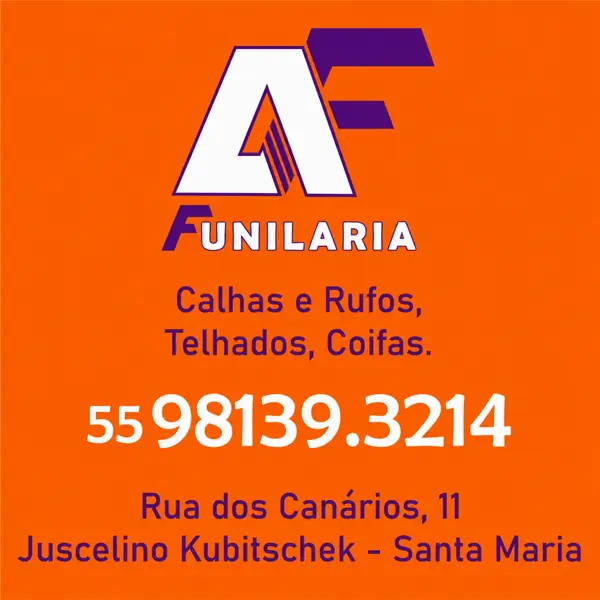 Funilaria industrial é na A F Funilaria: calhas, rufos e coifas no Juscelino Kubitschek em Santa Maria/RS.