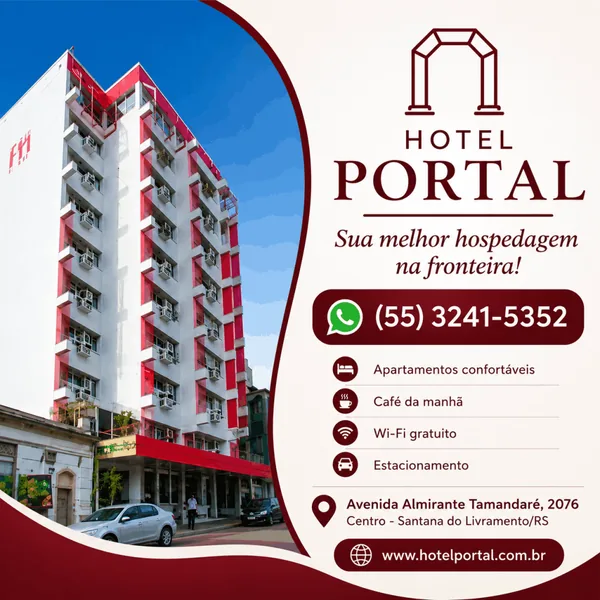 Hotel Portal: hospedagem com 10% OFF no Pix no Centro de Santana do Livramento/RS!