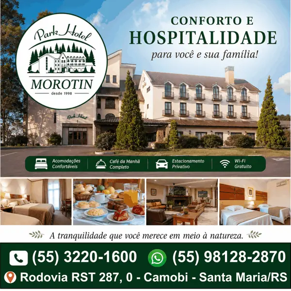 Hotel Park Hotel Morotin com salões de eventos em Camobi, Santa Maria/RS.