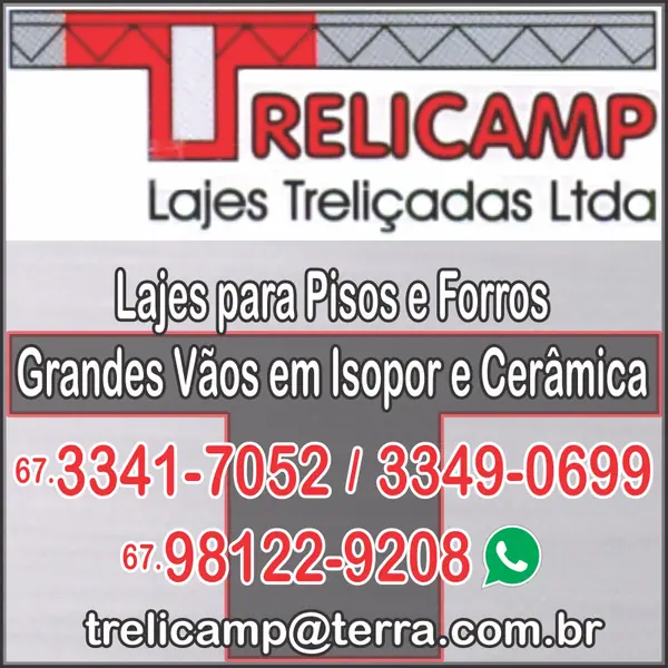 Lajes treliçadas Relicamp Lajes Treliçadas Ltda com lajes para pisos e forros em Campo Grande MS