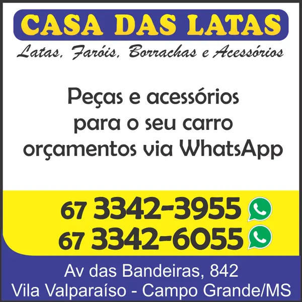 Peças e acessórios para carros Casa das Latas com faróis e borrachas em Campo Grande MS