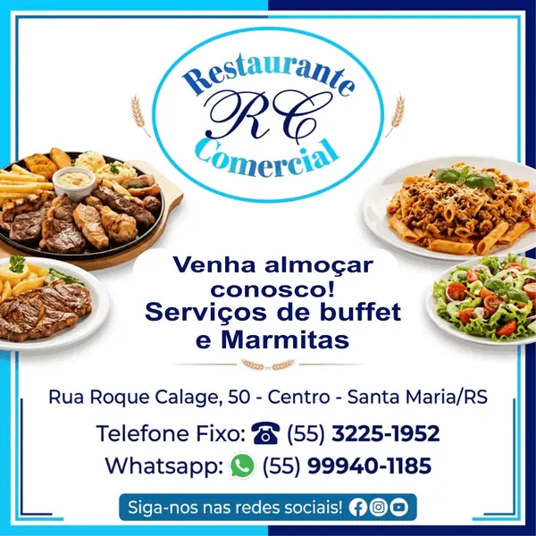 Restaurante Comercial: buffet e marmitas em Santa Maria/RS. Venha almoçar conosco!
