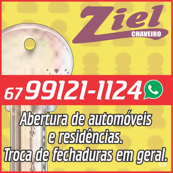 Serviços de chaveiro Ziel Chaveiros: abertura e troca de fechaduras no Nova Lima em Campo Grande/MS.