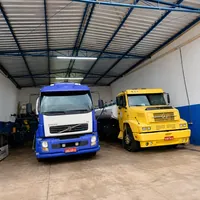 Frota de caminhoes estacionados no galarao da WSJ Transporte e Locacoes no bairro Trevisa em Campo Grande/MS!