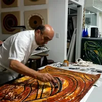 Professor Fernando D´ Andréa pintando tela no Monte Castelo em Campo Grande/MS!