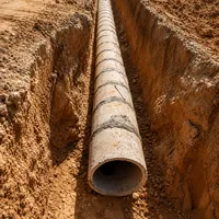 Instalação de tubos de cimento em vala na Concrearte Fabricação de Artefatos de Cimento em Ji-Paraná/RO!