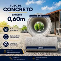 Tubo de concreto 0,60m x 1,00m na Concrearte Fabricação de Artefatos de Cimento em Ji-Paraná/RO!