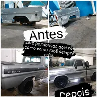 Antes e depois da restauração de caminhonete F-1000 na Zero Parabrisas e Acessórios em Várzea Grande/MT!