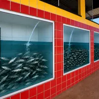 Aquários de iscas vivas na Isca Viva Boa Pesca e Lanchonete no Indubrasil em Campo Grande - MS.